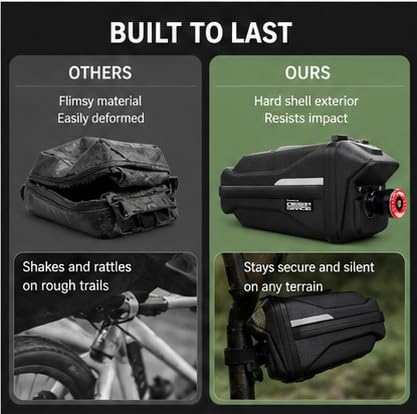 JAVN bike saddle bag, 3D shell bike seat bag, with integrated tail light