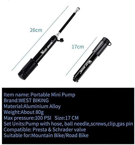 100 PSI Mini Bike Pump for Mountain & Road Cycling
