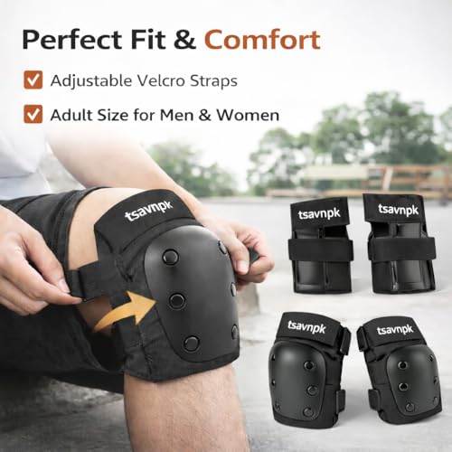Knee & Elbow Pads Set with Wrist Guards for Skating