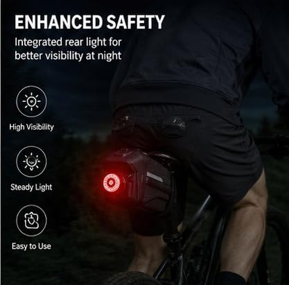 JAVN bike saddle bag, 3D shell bike seat bag, with integrated tail light