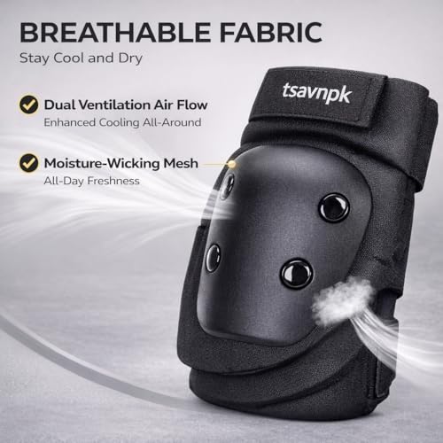 Knee & Elbow Pads Set with Wrist Guards for Skating
