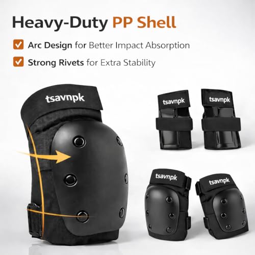 Knee & Elbow Pads Set with Wrist Guards for Skating