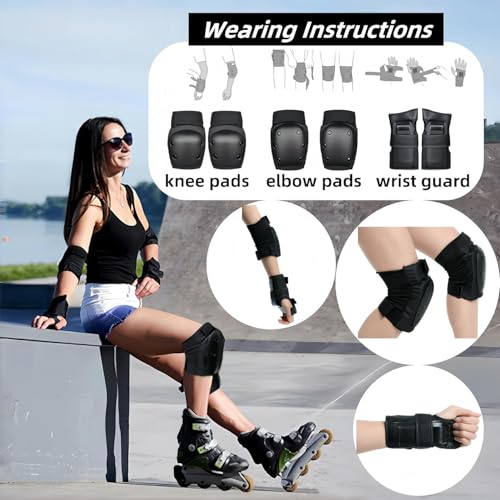 Knee & Elbow Pads Set with Wrist Guards for Skating