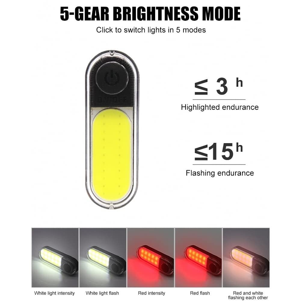 300 Lumen Rechargeable COB Bike Tail Light with 6 Modes