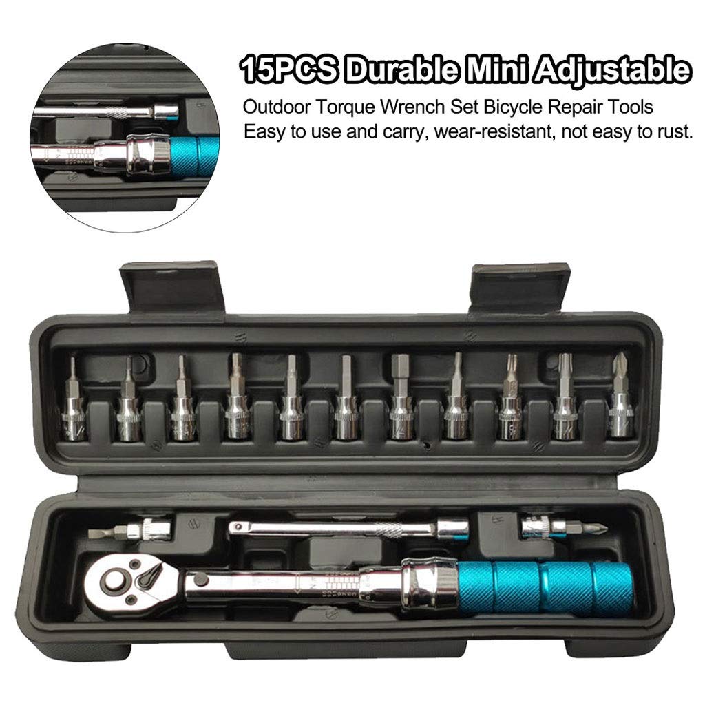 15-Piece Bicycle Repair Tool & Torque Wrench Set