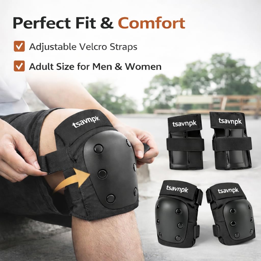 Knee & Elbow Pads Set with Wrist Guards for Skating