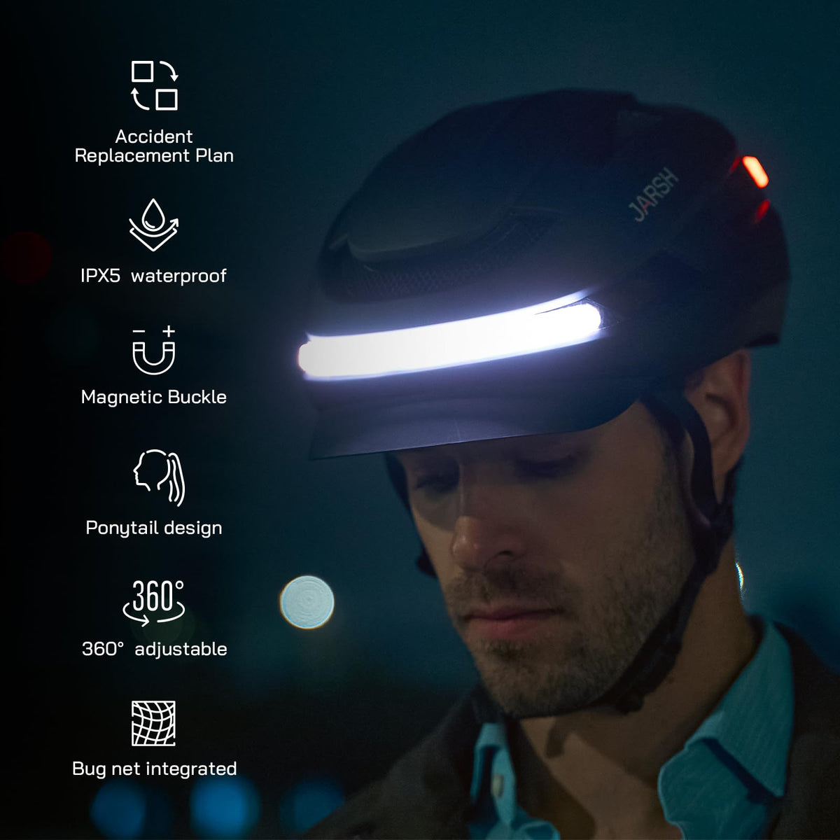 Smart E-Bike Helmet with Lights & Turn Signals for Adults