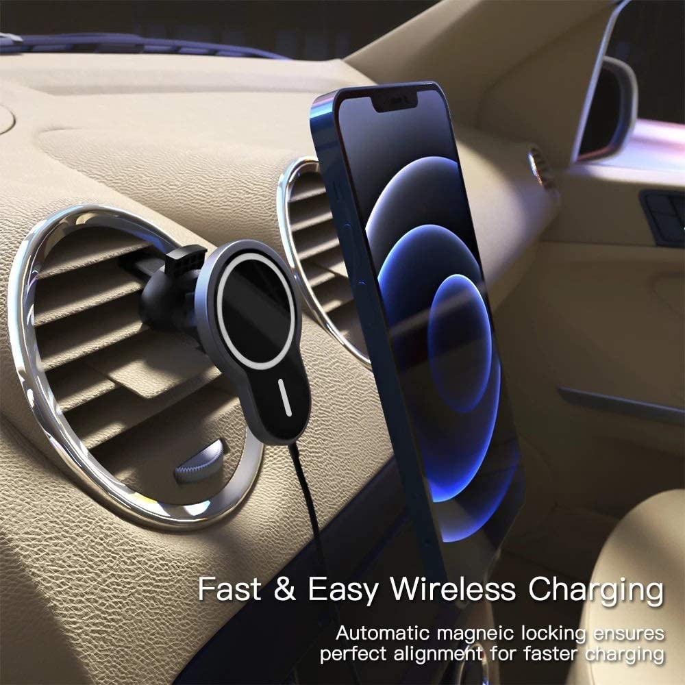 15W Wireless Car Charger & Aluminum Phone Mount