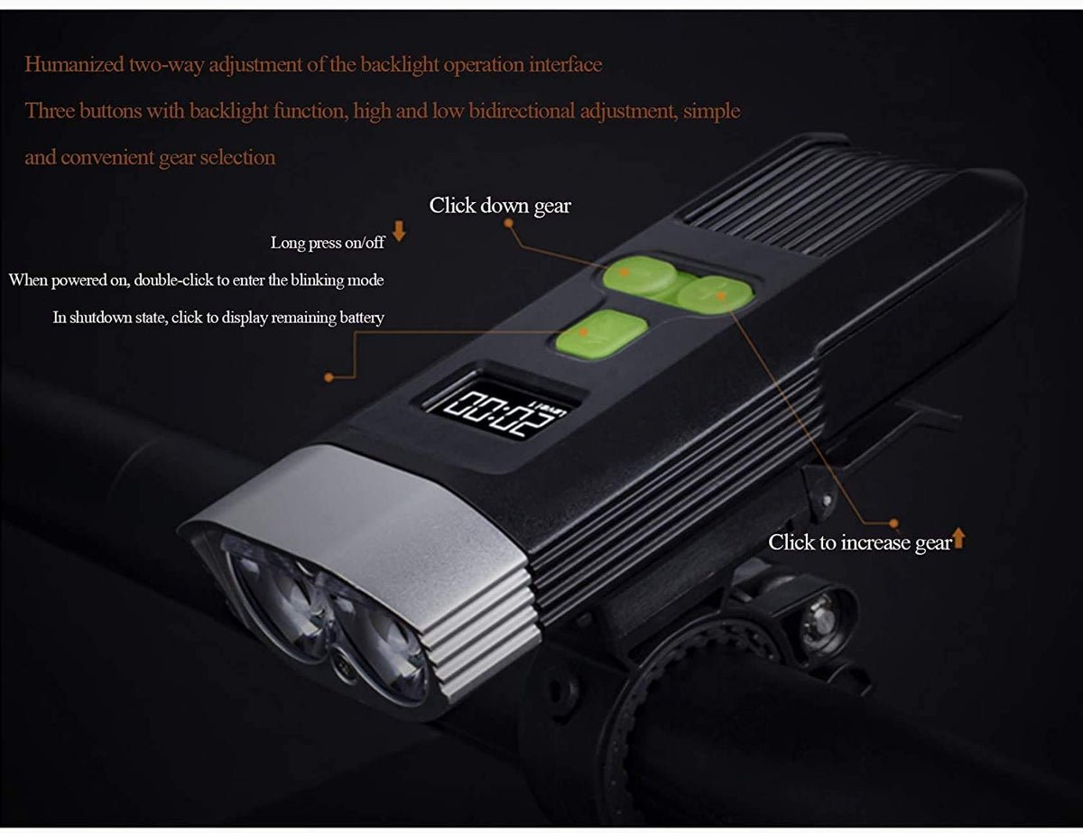 USB Rechargeable Waterproof Bike Headlight with 120° Wide Beam