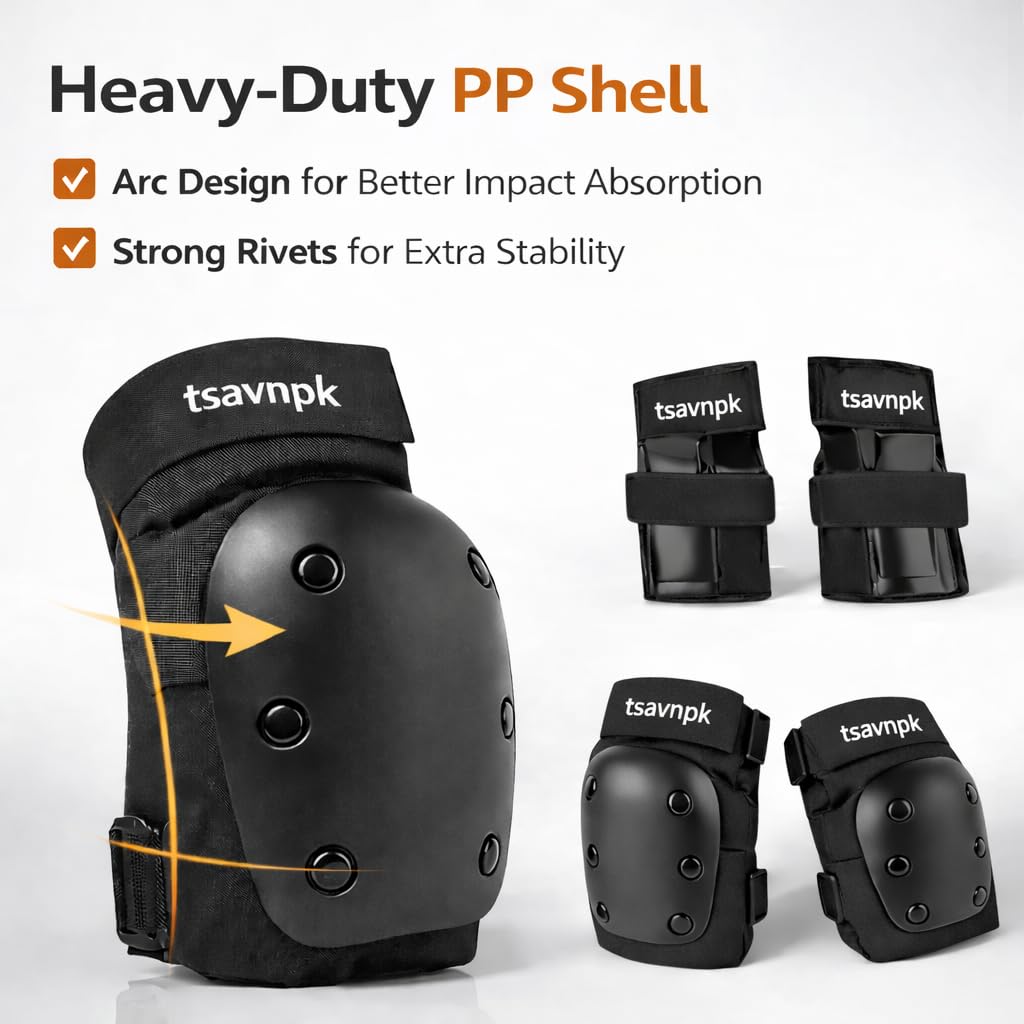 Knee & Elbow Pads Set with Wrist Guards for Skating