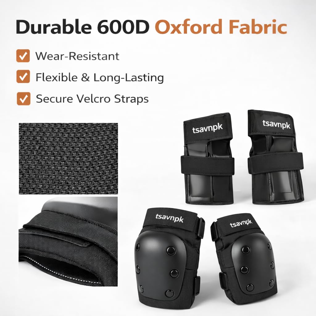 Knee & Elbow Pads Set with Wrist Guards for Skating