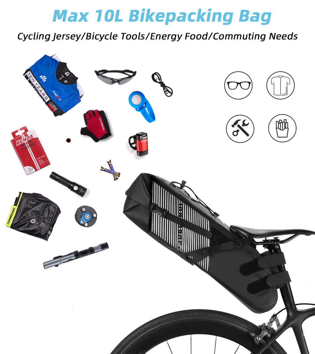 ROCKBROS Bike Saddle Bag Waterproof Bikepacking Bag Large Bicycle Seat Bag