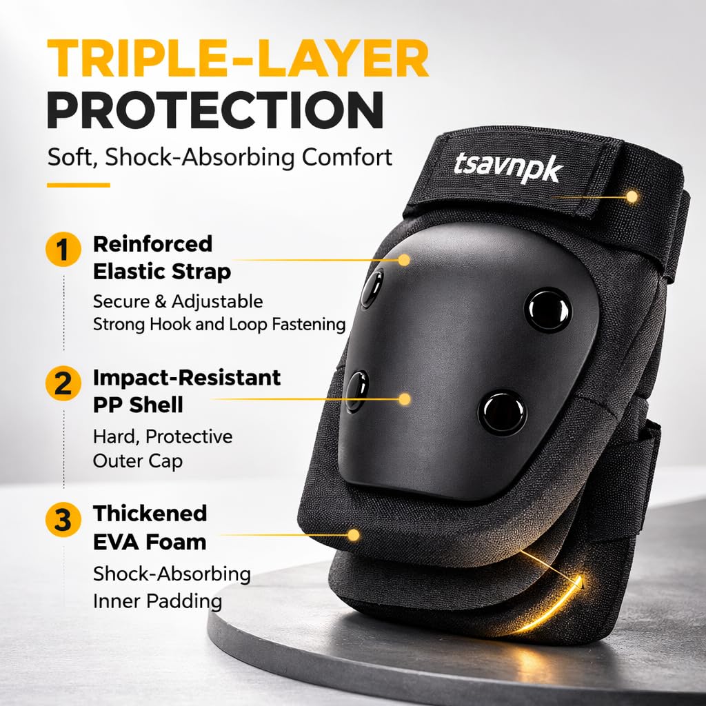 Knee & Elbow Pads Set with Wrist Guards for Skating
