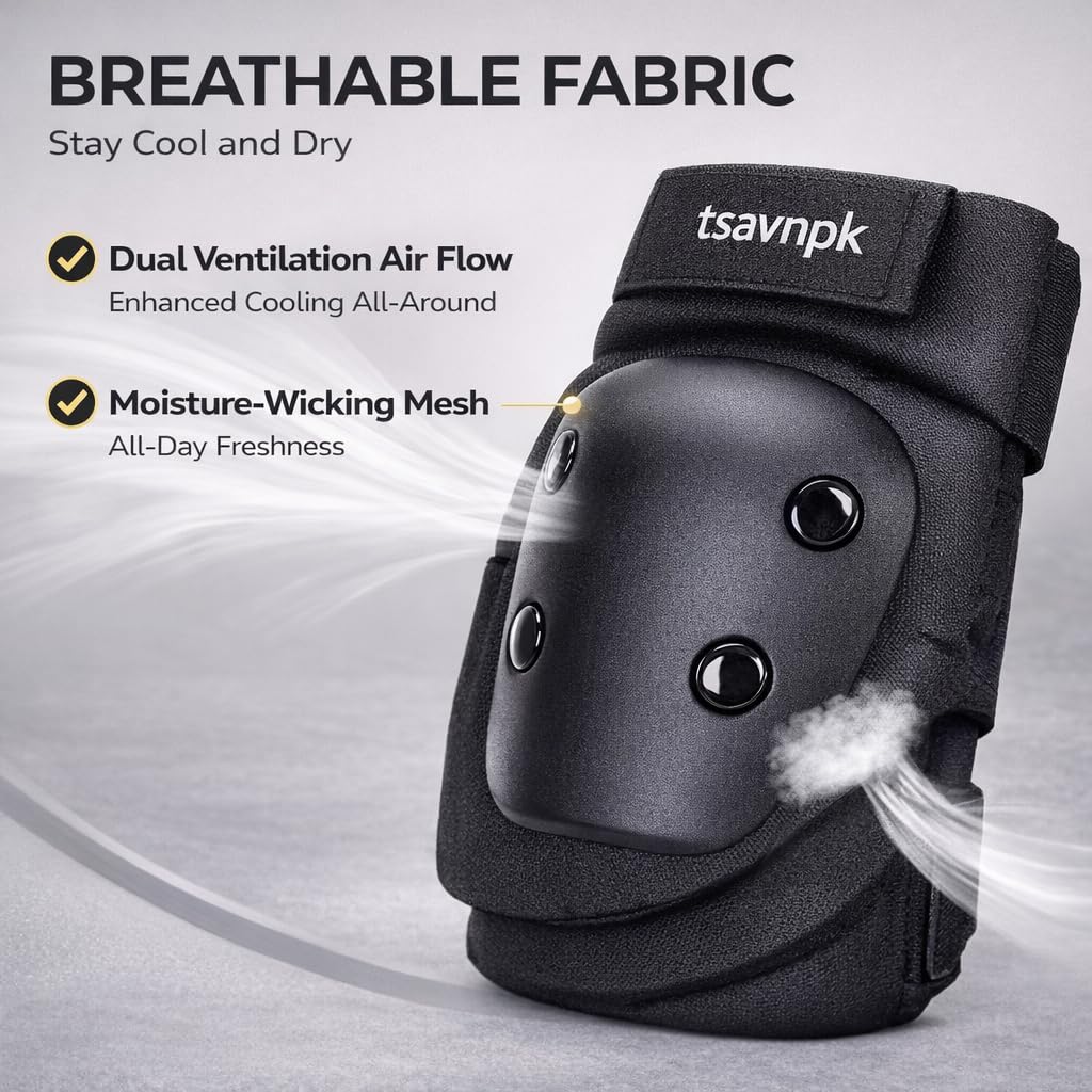 Knee & Elbow Pads Set with Wrist Guards for Skating