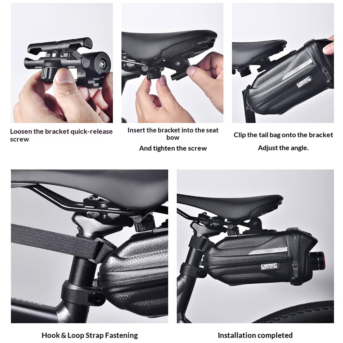 JAVN bike saddle bag, 3D shell bike seat bag, with integrated tail light