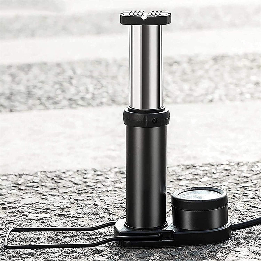 Mini Bicycle Foot Pump with Pressure Gauge for Road & MTB Bikes
