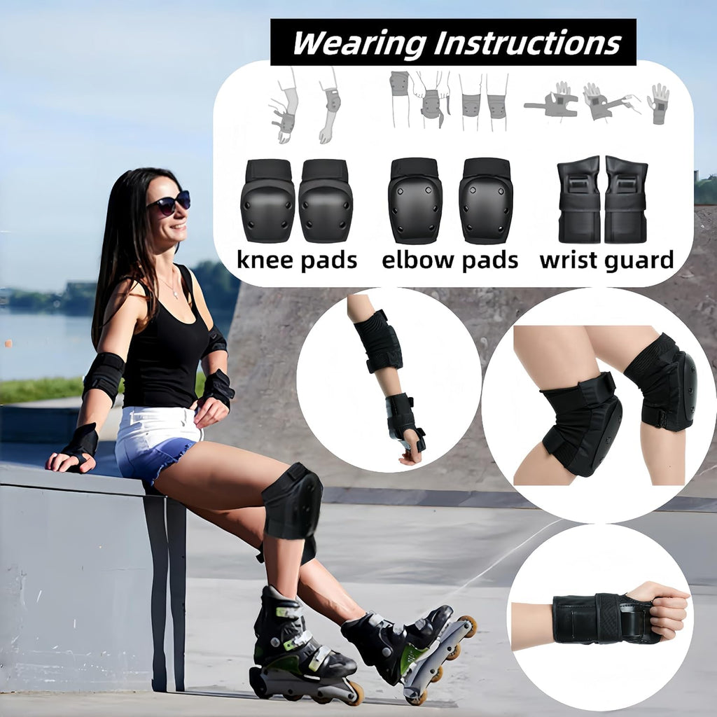 Knee & Elbow Pads Set with Wrist Guards for Skating