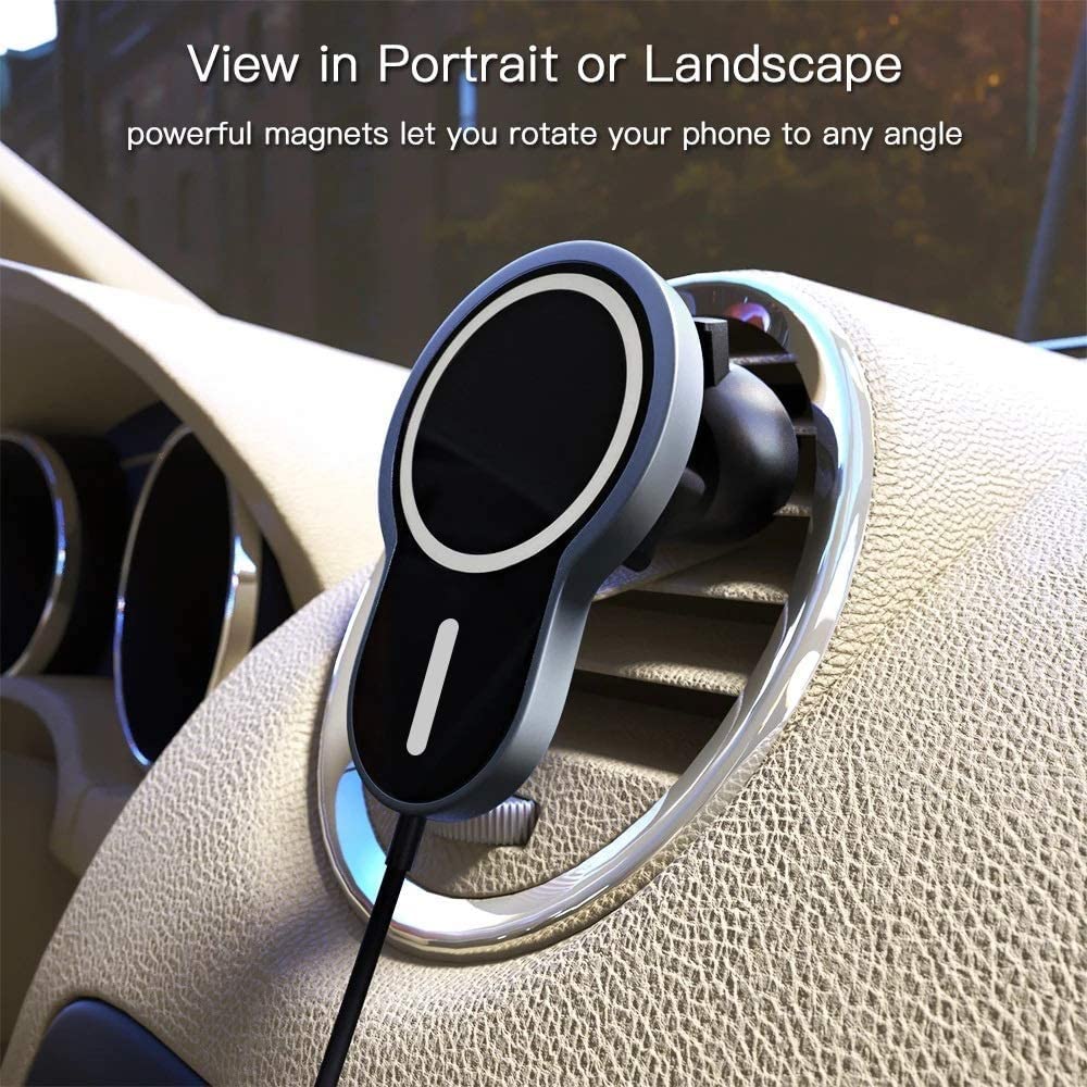 15W Wireless Car Charger & Aluminum Phone Mount
