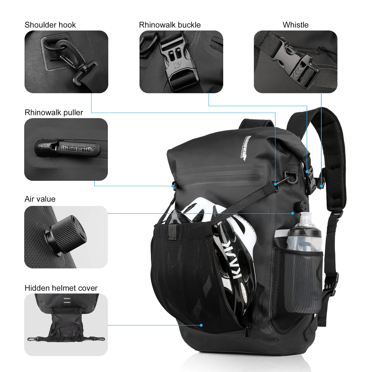 22L Waterproof Bicycle Pannier Bag for Rear Rack Storage