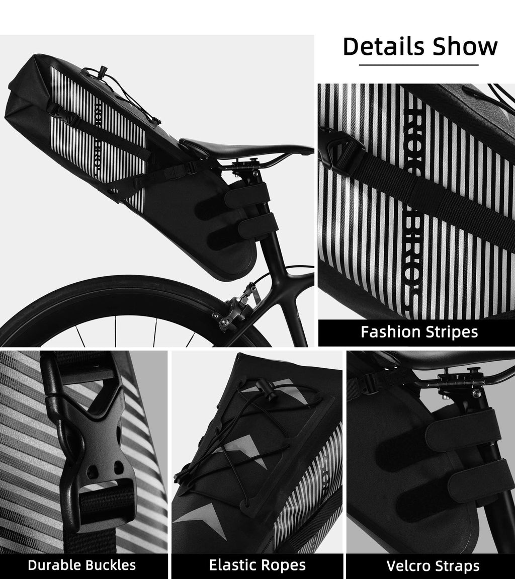 ROCKBROS Bike Saddle Bag Waterproof Bikepacking Bag Large Bicycle Seat Bag