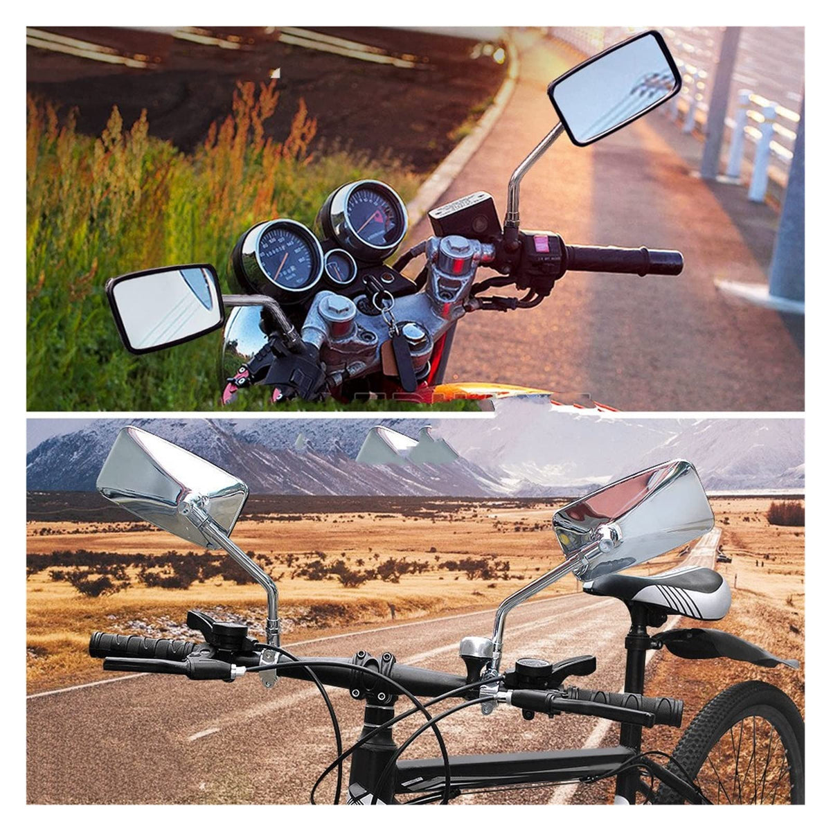 360° Adjustable Aluminum Bar End Bike Mirrors 2-Pack