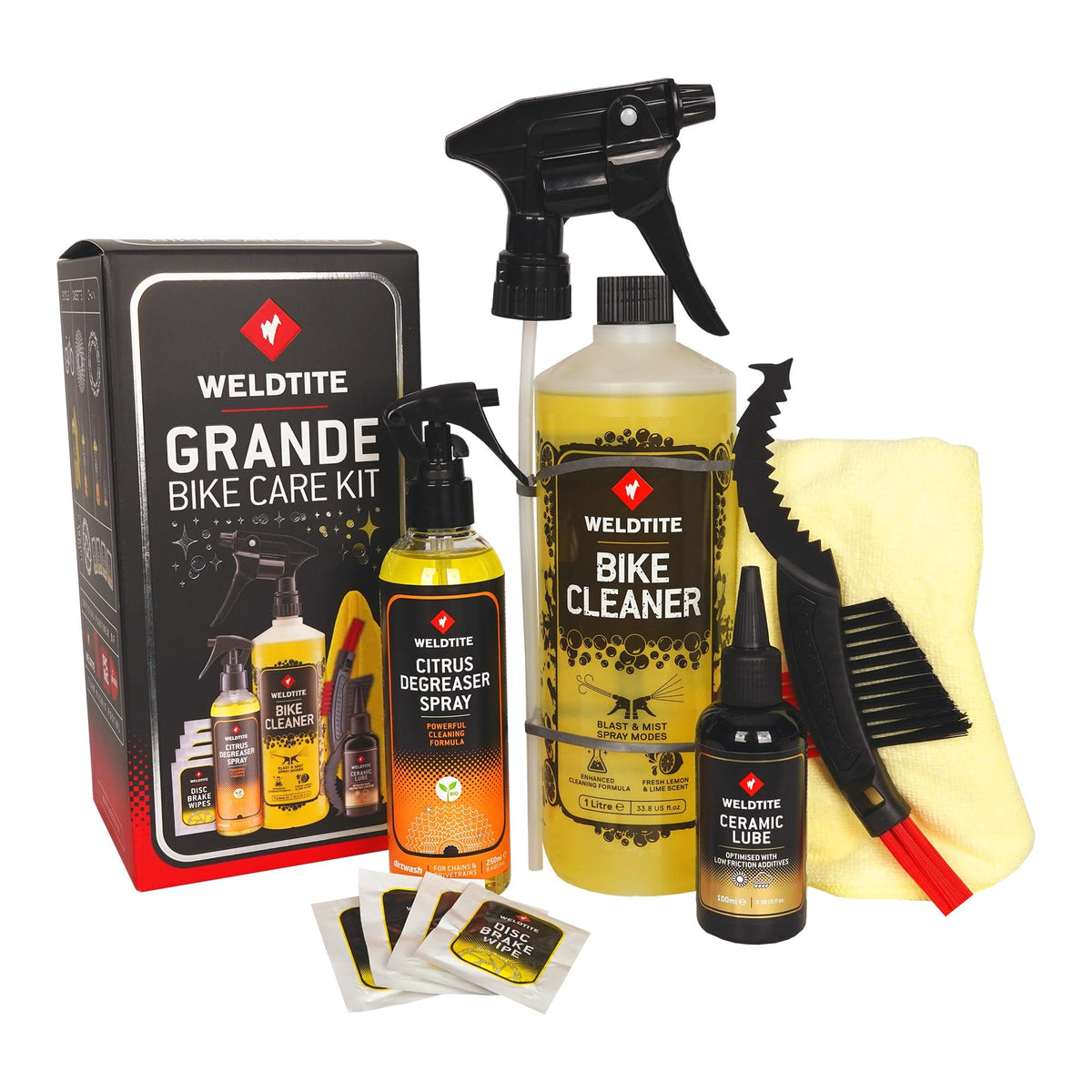 WELDTITE Grande 6-in-1 Bike Care Kit, Complete Cleaning & Maintenance Set