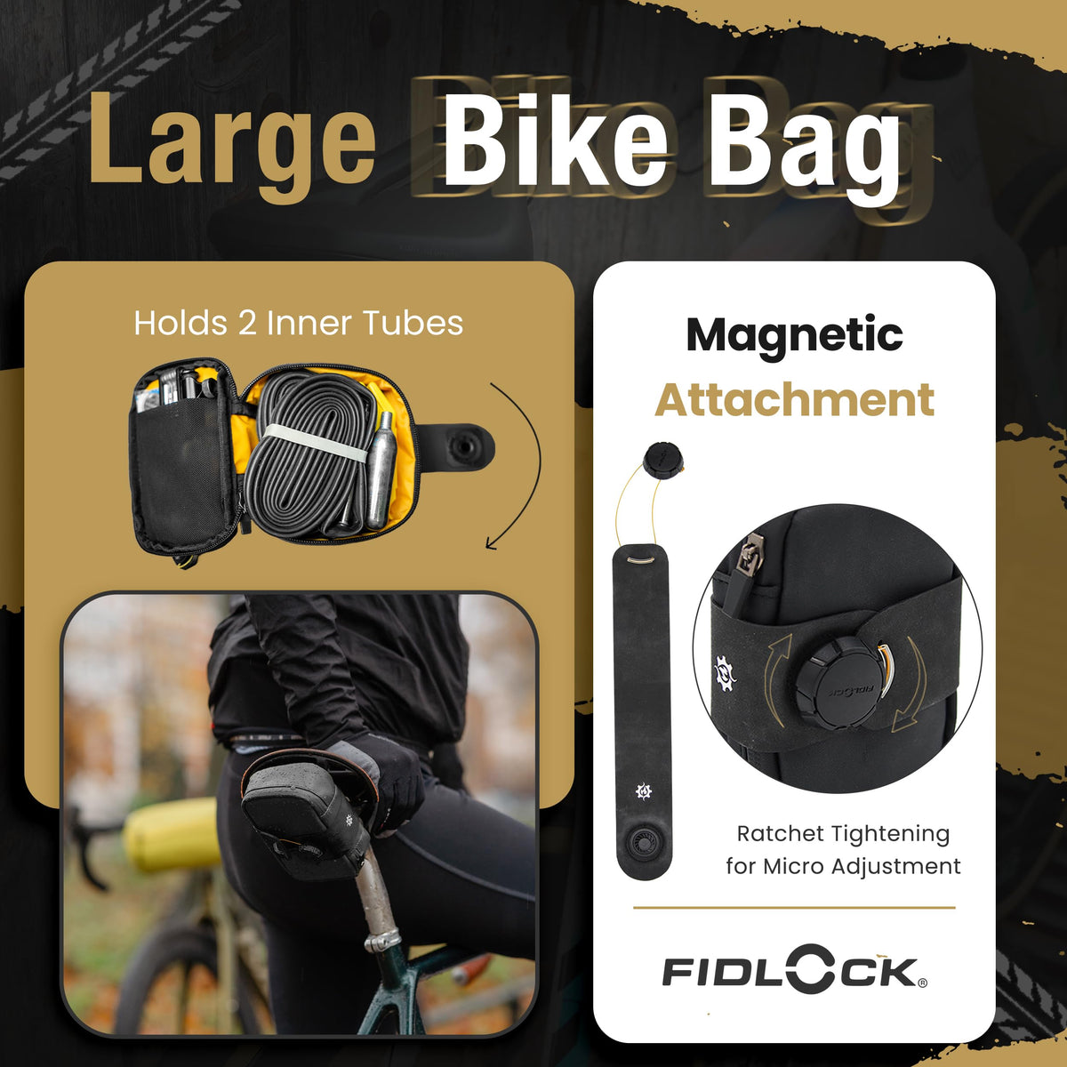 Magnetic Bicycle Saddle Bag with Quick Buckle Attachment