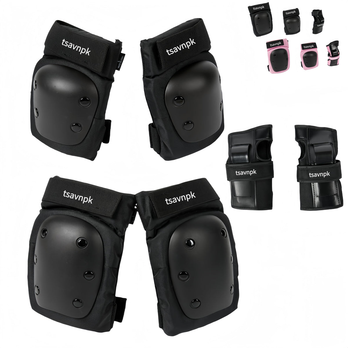 Knee & Elbow Pads Set with Wrist Guards for Skating